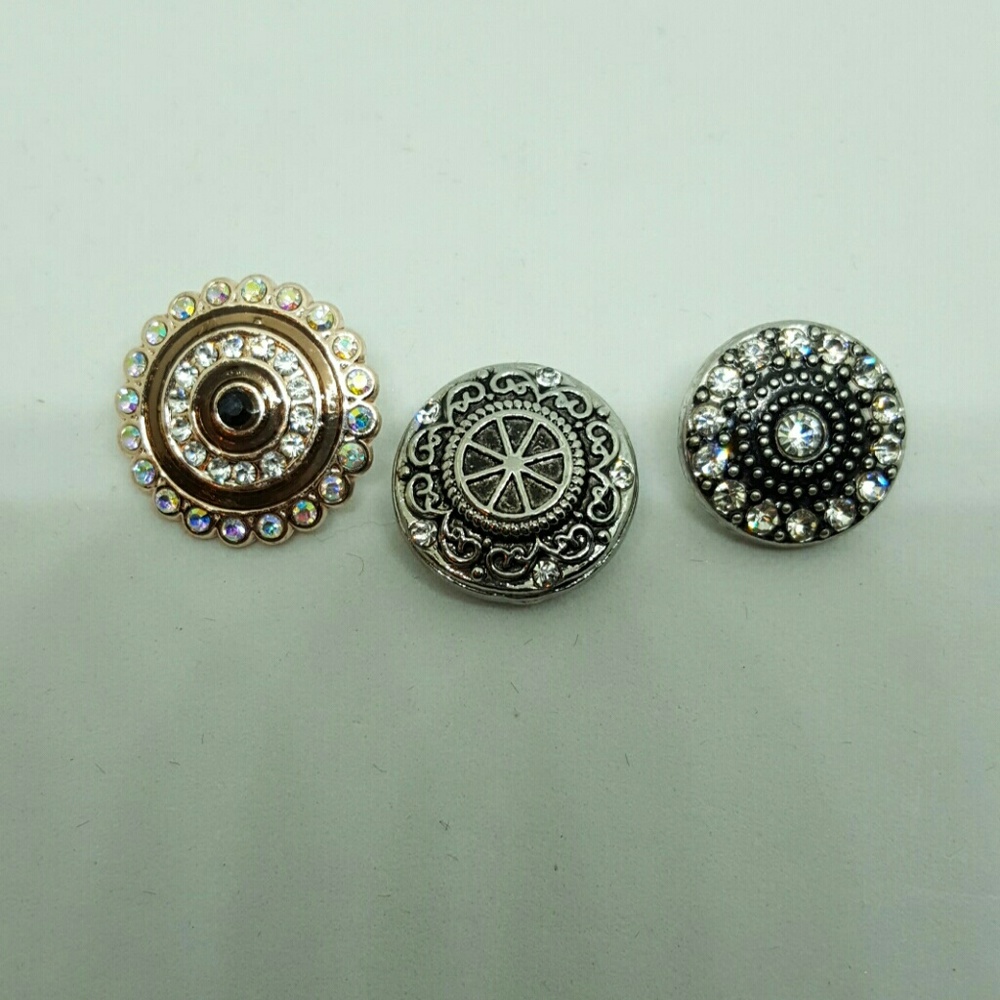 Set of three snap charms for snap bracelet